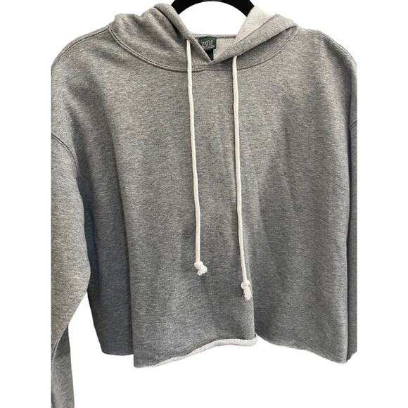 Wild Fable Women's Small Heather Gray Cropped Hoodie Oversize Drawstring #1607 - Picture 2 of 9